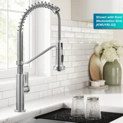 Commercial Style 2-Function Single Handle Pull Down Kitchen Faucet in Spot-Free Stainless Steel