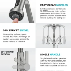 Commercial Style 2-Function Single Handle Pull Down Kitchen Faucet in Spot-Free Stainless Steel