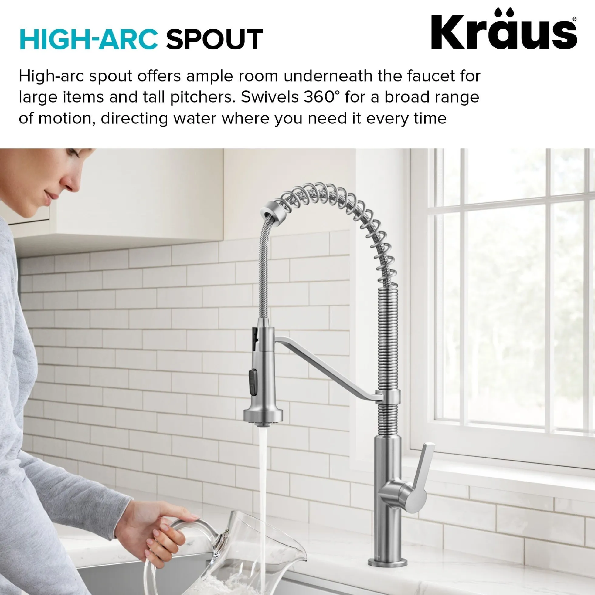 Commercial Style 2-Function Single Handle Pull Down Kitchen Faucet in Spot-Free Stainless Steel