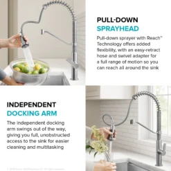 Commercial Style 2-Function Single Handle Pull Down Kitchen Faucet in Spot-Free Stainless Steel