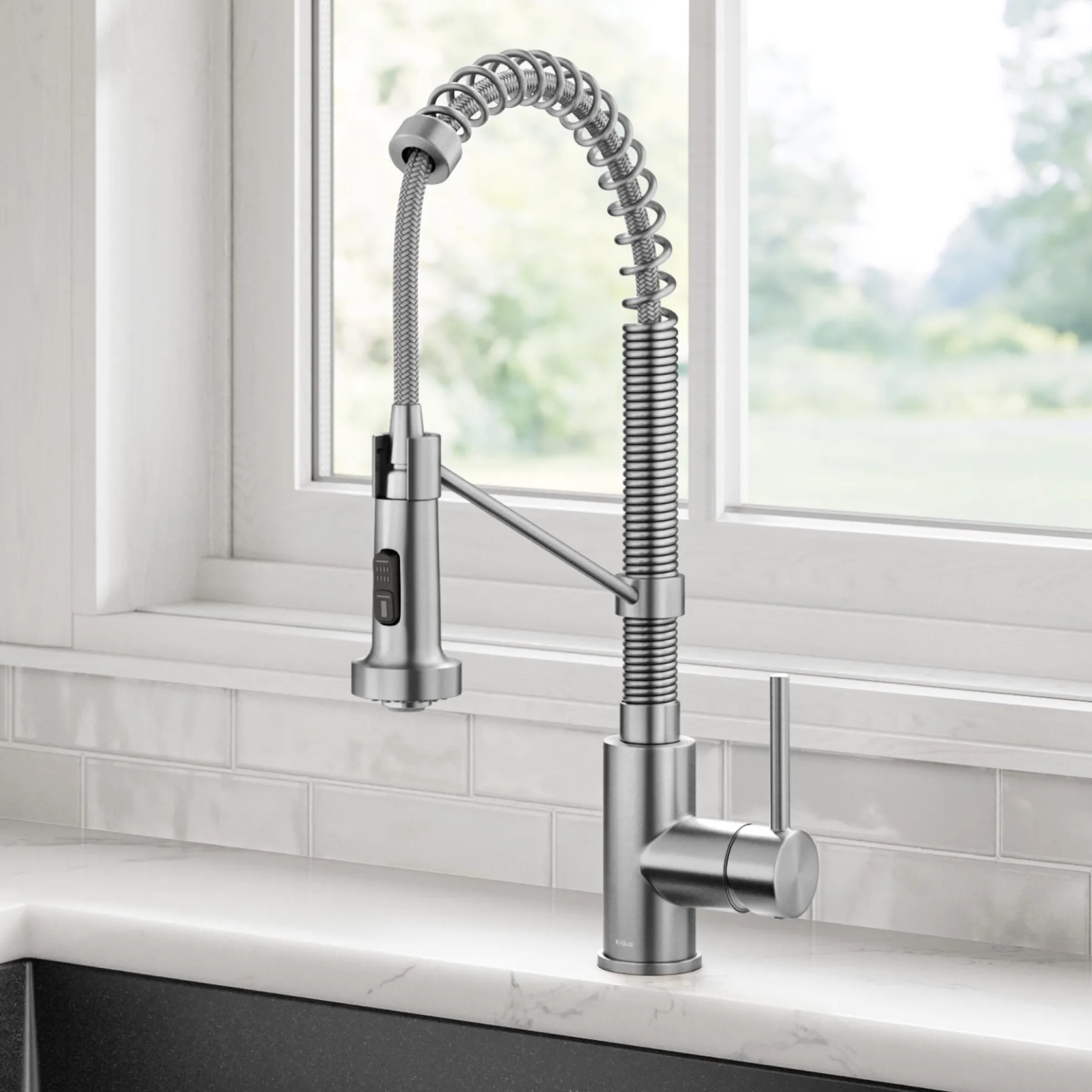 Commercial Style 2-Function Single Handle Pull Down Kitchen Faucet in Spot-Free Stainless Steel
