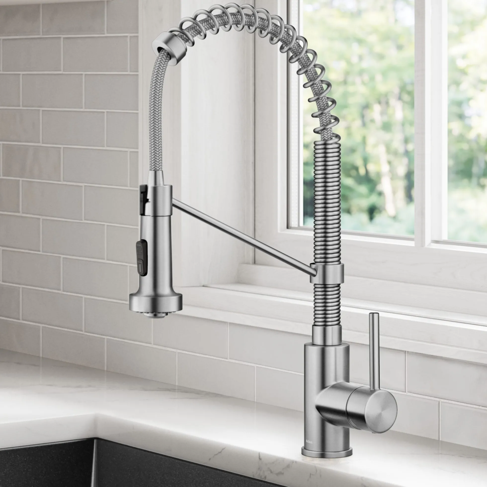 Commercial Style 2-Function Single Handle Pull Down Kitchen Faucet in Spot-Free Stainless Steel