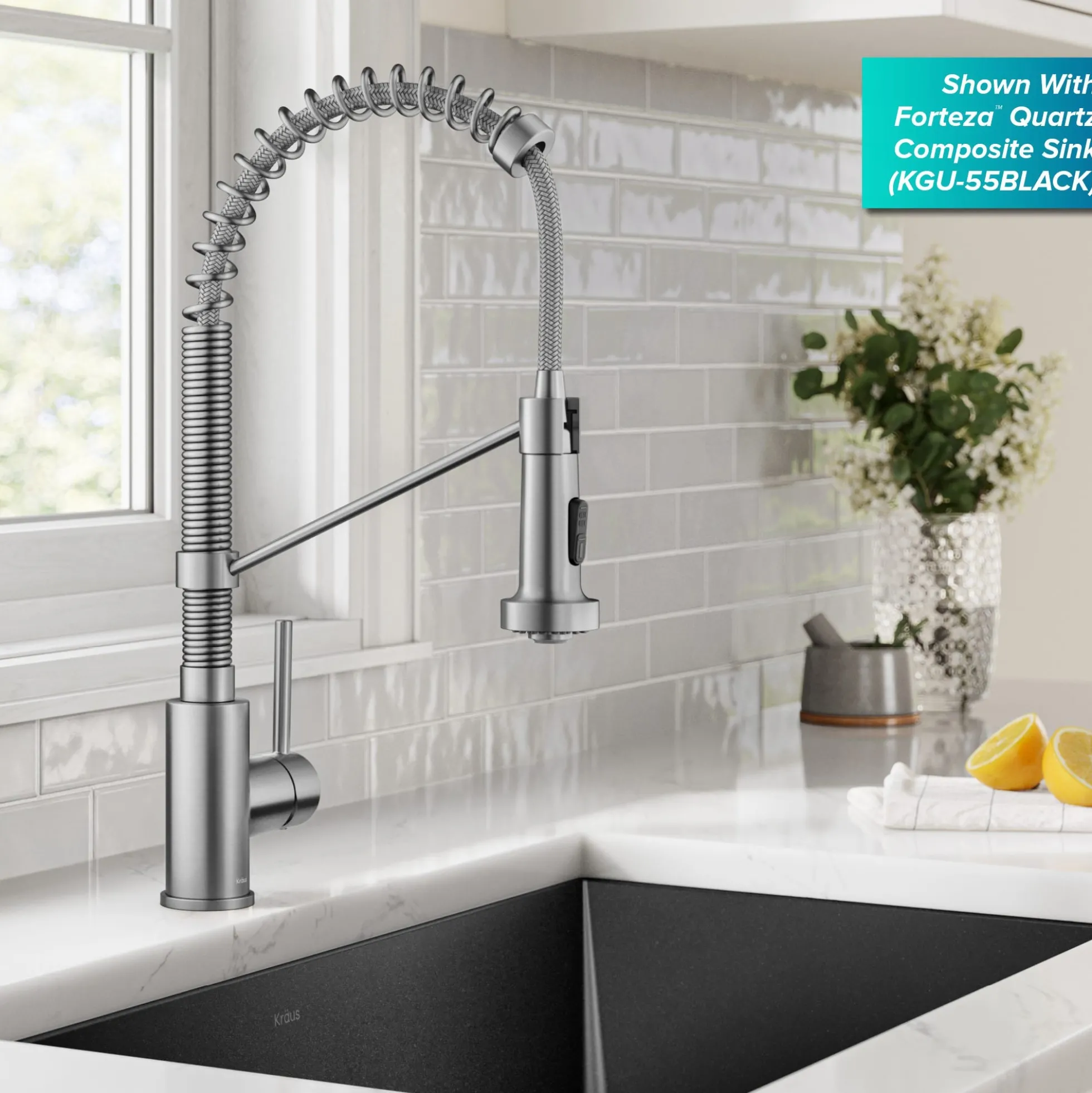 Commercial Style 2-Function Single Handle Pull Down Kitchen Faucet in Spot-Free Stainless Steel