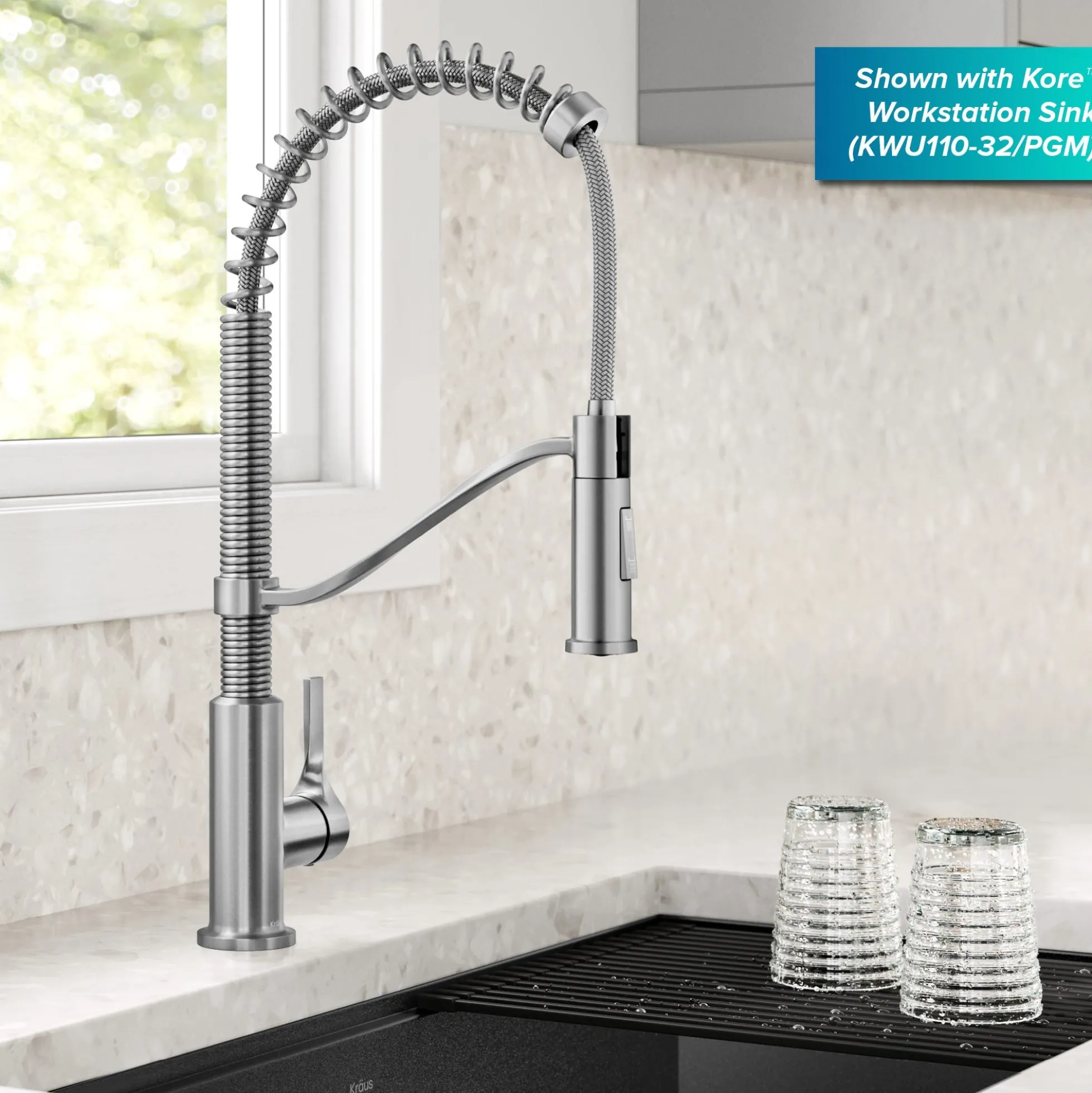 Commercial Style 2-Function Single Handle Pull Down Kitchen Faucet in Spot-Free Stainless Steel