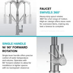 Commercial Style 2-Function Single Handle Pull Down Kitchen Faucet in Spot-Free Stainless Steel