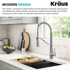 Commercial Style 2-Function Single Handle Pull Down Kitchen Faucet in Spot-Free Stainless Steel