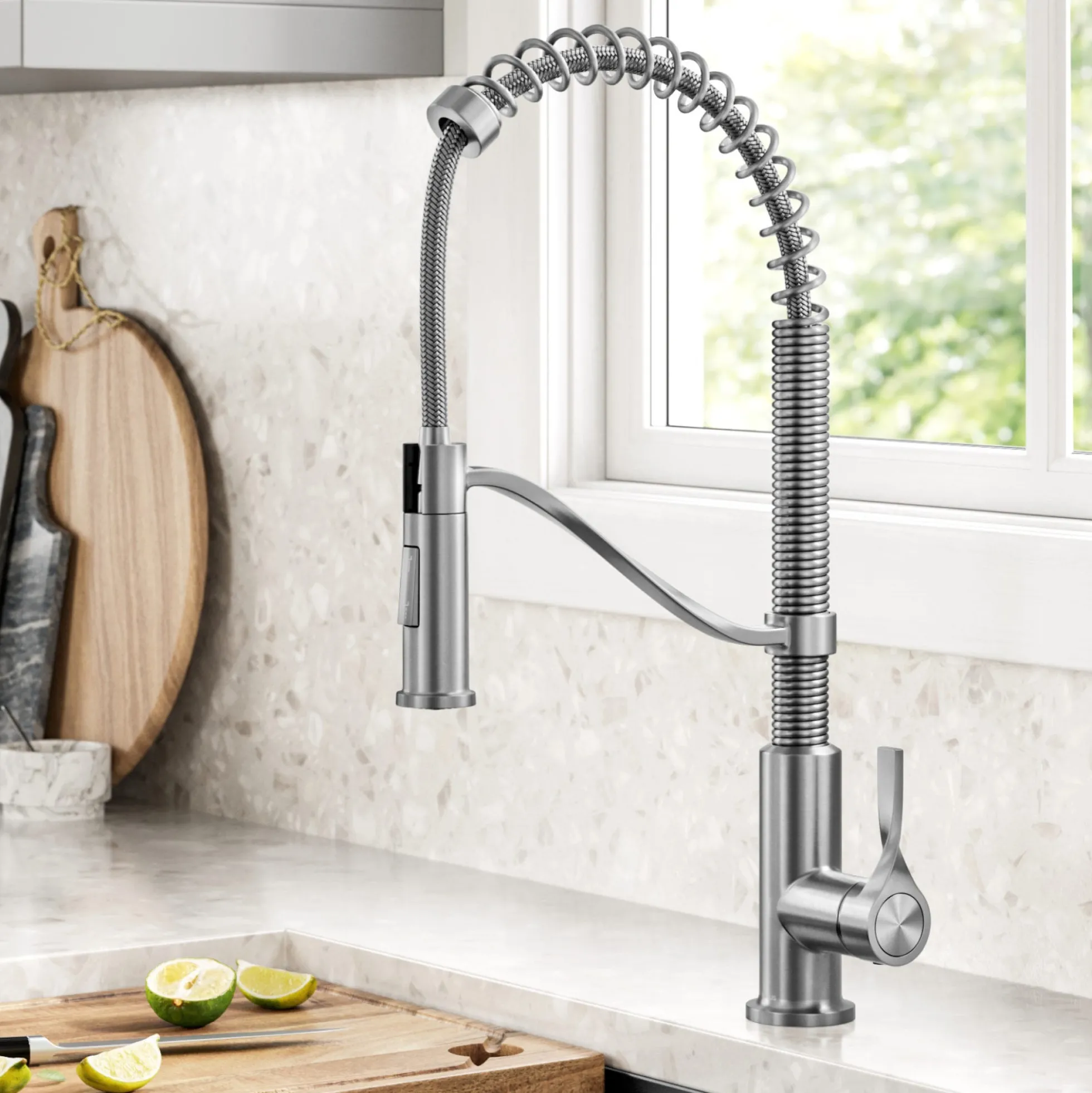 Commercial Style 2-Function Single Handle Pull Down Kitchen Faucet in Spot-Free Stainless Steel
