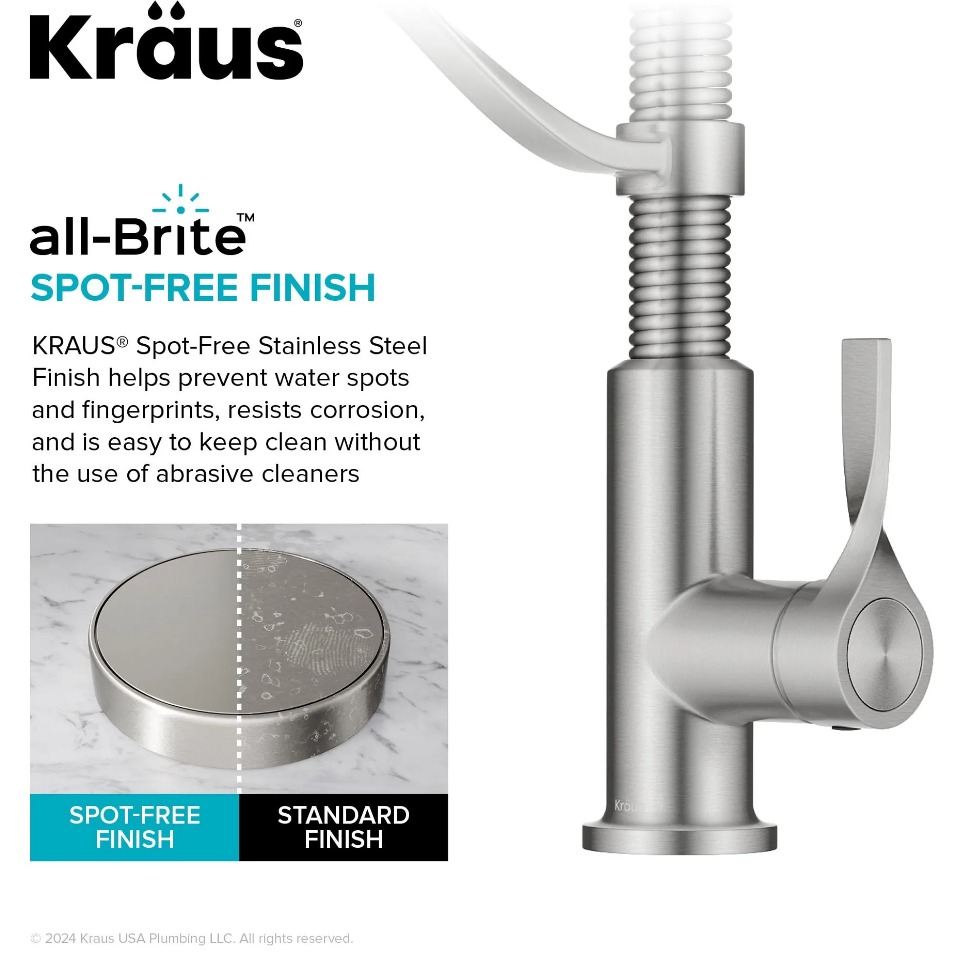 Commercial Style 2-Function Single Handle Pull Down Kitchen Faucet in Spot-Free Stainless Steel