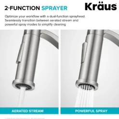 Commercial Style 2-Function Single Handle Pull Down Kitchen Faucet in Spot-Free Brushed Brass