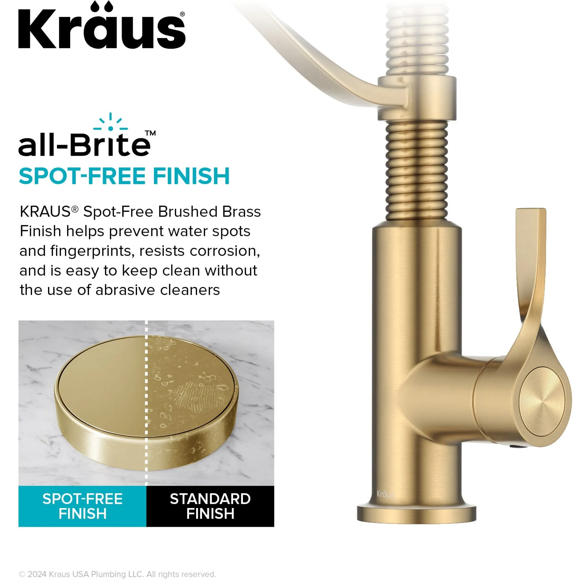 Commercial Style 2-Function Single Handle Pull Down Kitchen Faucet in Spot-Free Brushed Brass