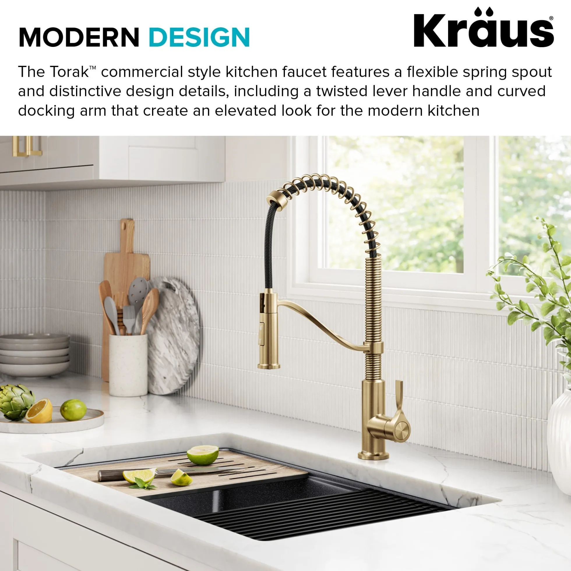 Commercial Style 2-Function Single Handle Pull Down Kitchen Faucet in Spot-Free Brushed Brass