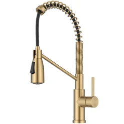 Commercial Style 2-Function Single Handle Pull Down Kitchen Faucet in Spot-Free Brushed Brass