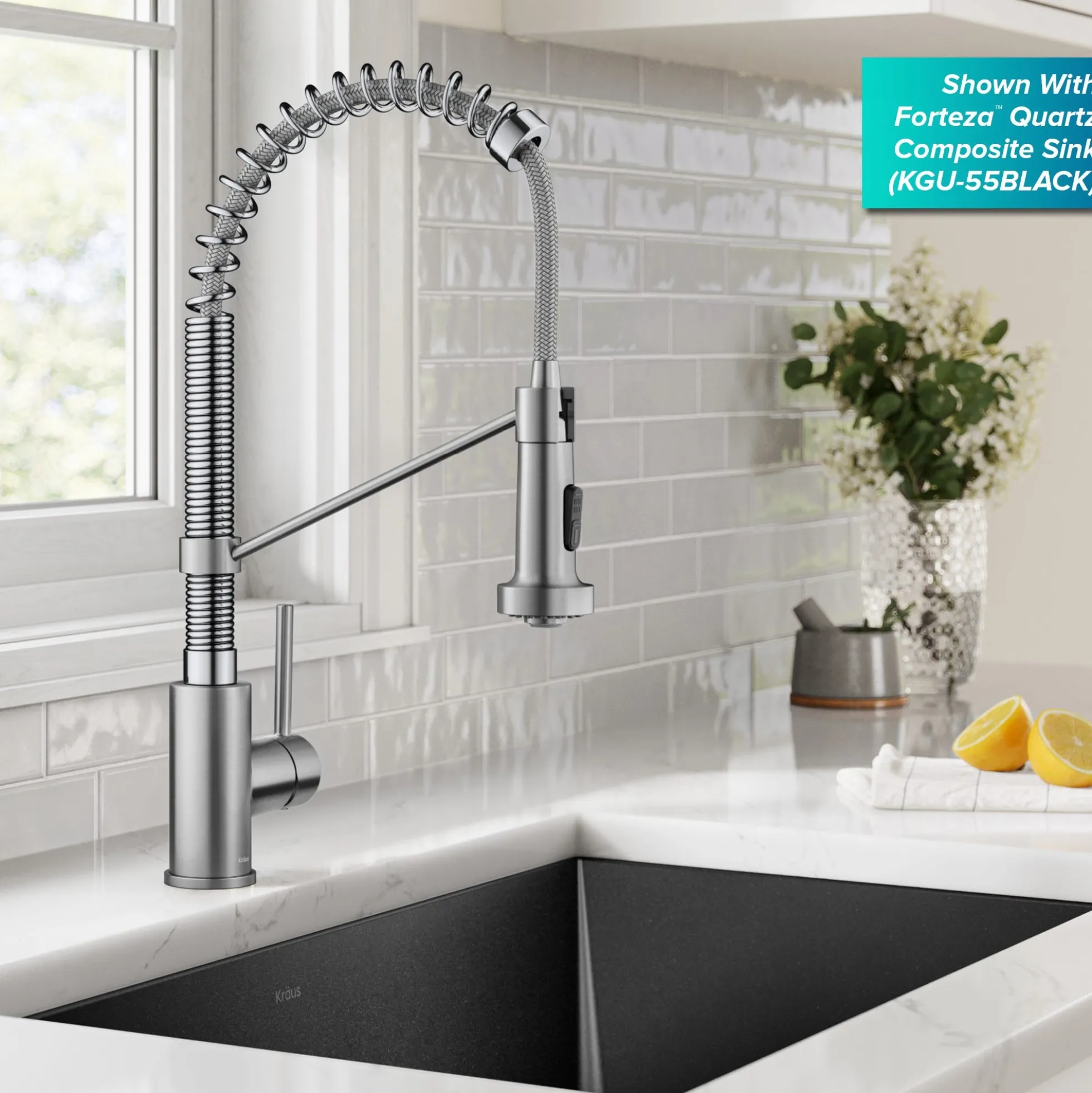 Commercial Style 2-Function Single Handle Pull Down Kitchen Faucet in Spot-Free Stainless Steel / Chrome