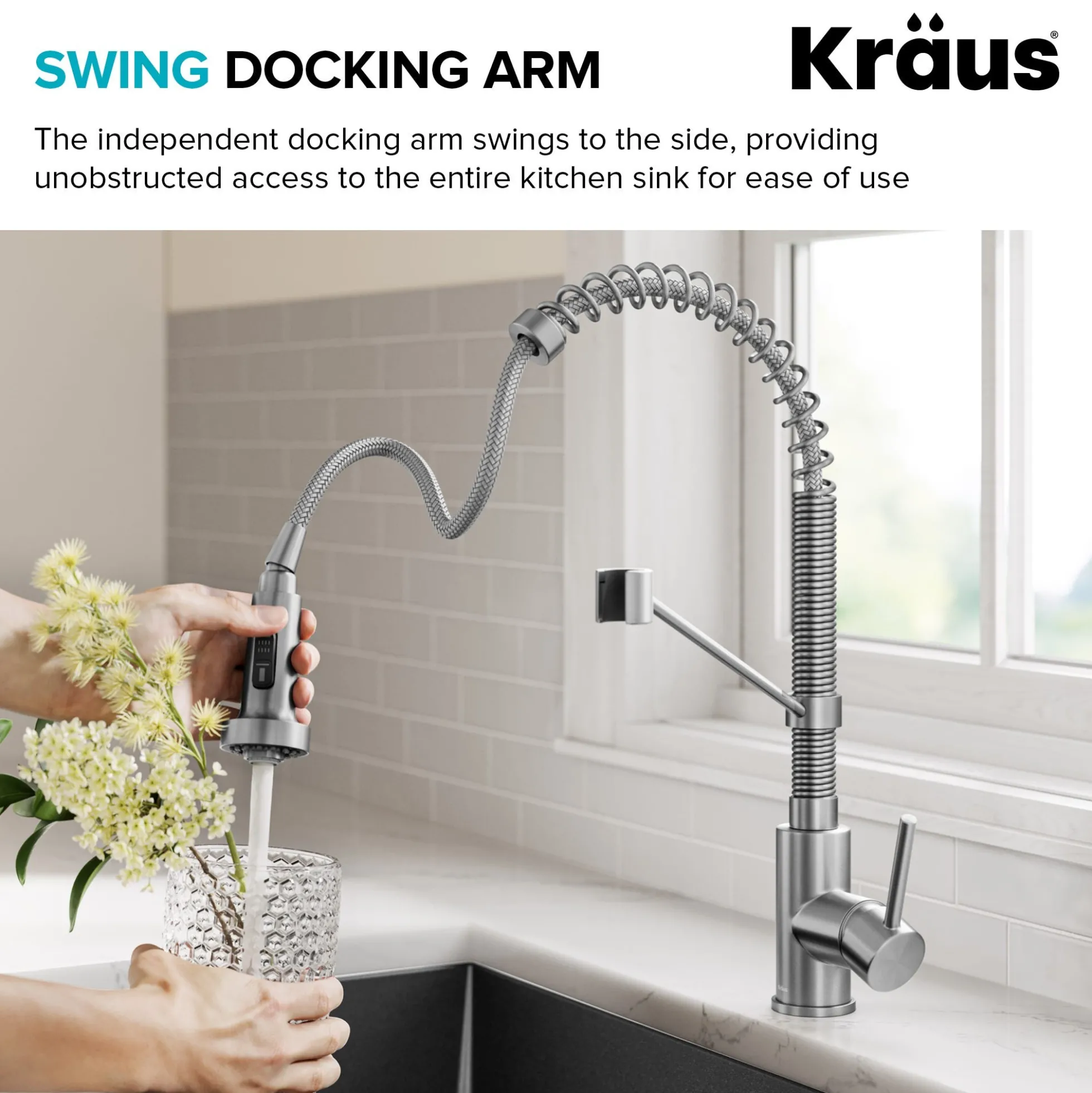 Commercial Style 2-Function Single Handle Pull Down Kitchen Faucet in Spot-Free Stainless Steel / Chrome