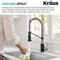Commercial Style 2-Function Single Handle Pull Down Kitchen Faucet in Spot-Free Stainless Steel / Matte Black