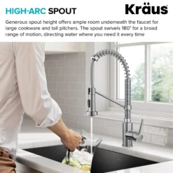 Commercial Style 2-Function Single Handle Pull Down Kitchen Faucet in Stainless Steel
