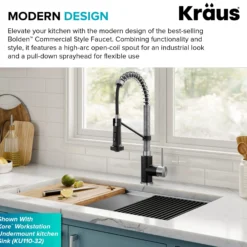 Commercial Style 2-Function Single Handle Pull Down Kitchen Faucet in Stainless Steel / Matte Black