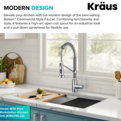 Commercial Style 2-Function Single Handle Pull Down Kitchen Faucet in Chrome