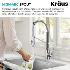 Commercial Style 2-Function Single Handle Pull Down Kitchen Faucet in Chrome