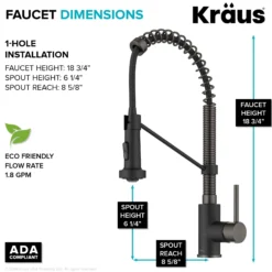 Commercial Style 2-Function Single Handle Pull Down Kitchen Faucet in Matte Black / Black Stainless