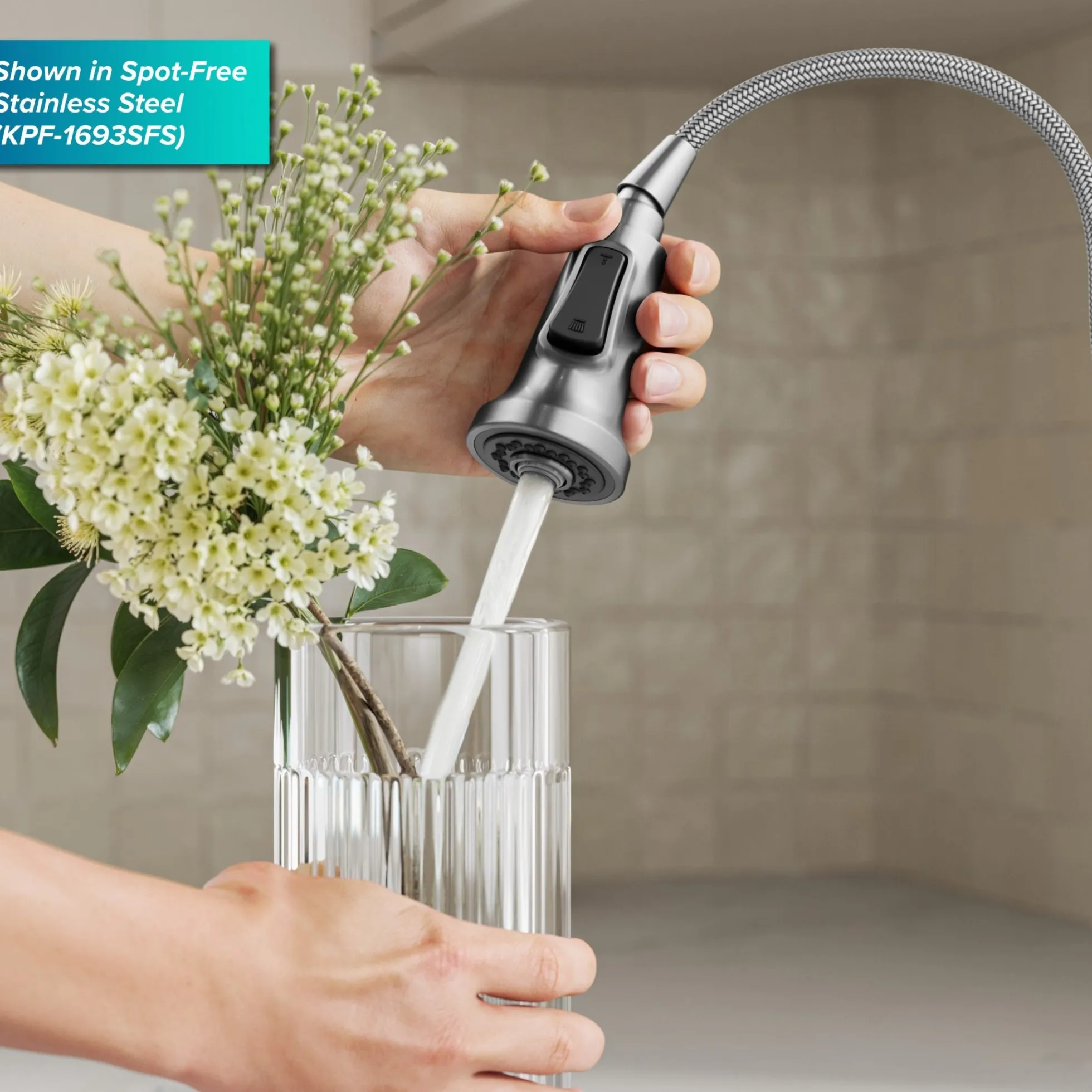 Commercial Style 2-Function Single Handle Pull Down Kitchen Faucet in Matte Black
