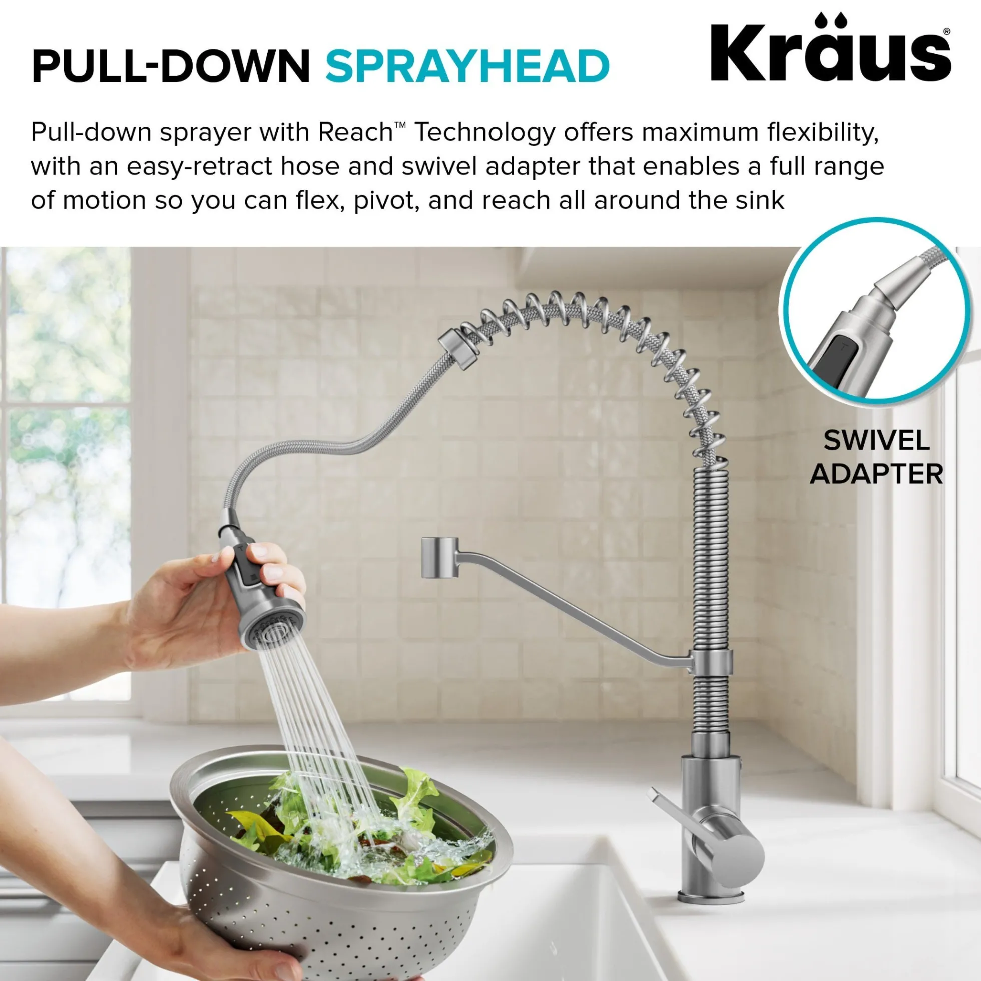 Commercial Style 2-Function Single Handle Pull Down Kitchen Faucet in Matte Black