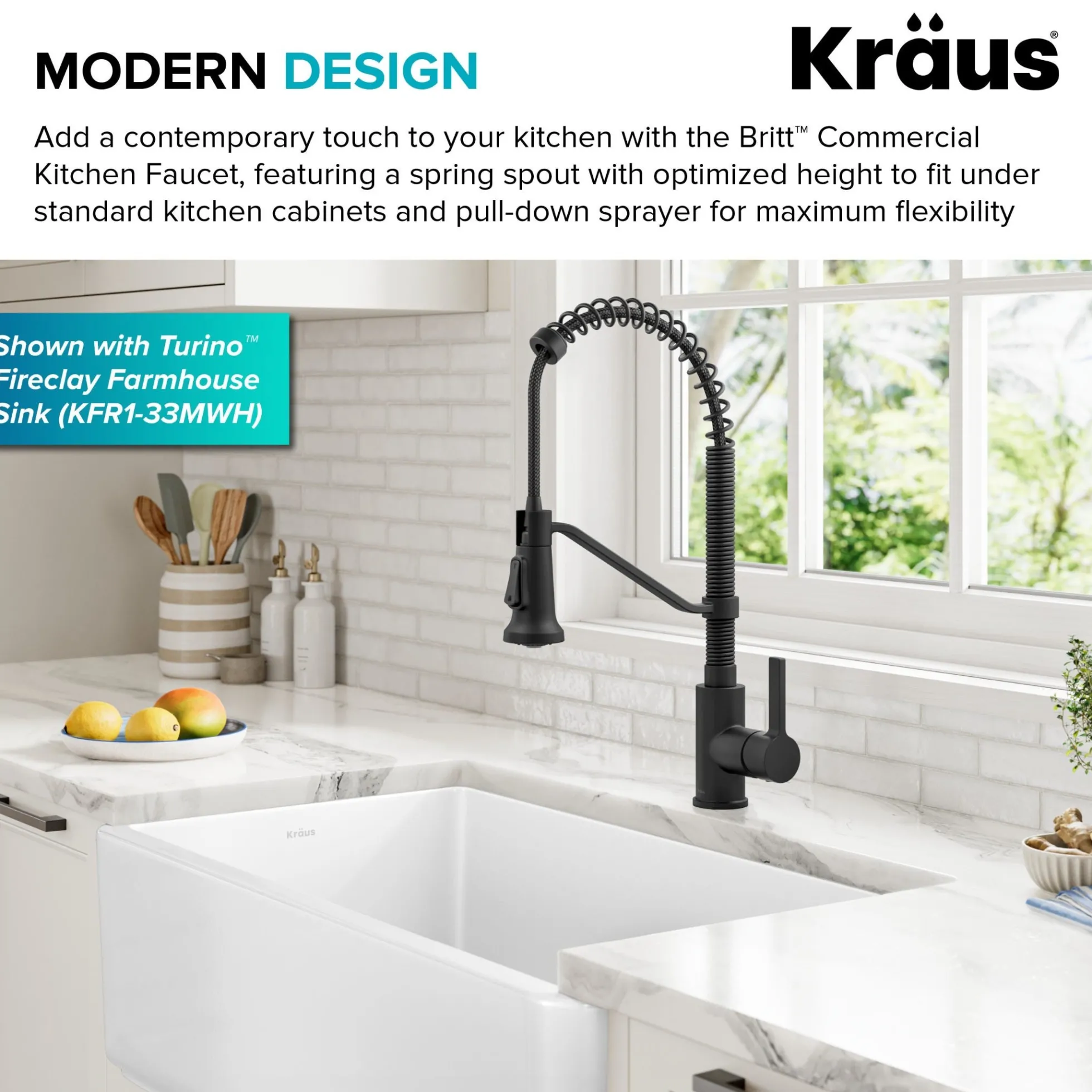 Commercial Style 2-Function Single Handle Pull Down Kitchen Faucet in Matte Black