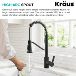 Commercial Style 2-Function Single Handle Pull Down Kitchen Faucet in Matte Black