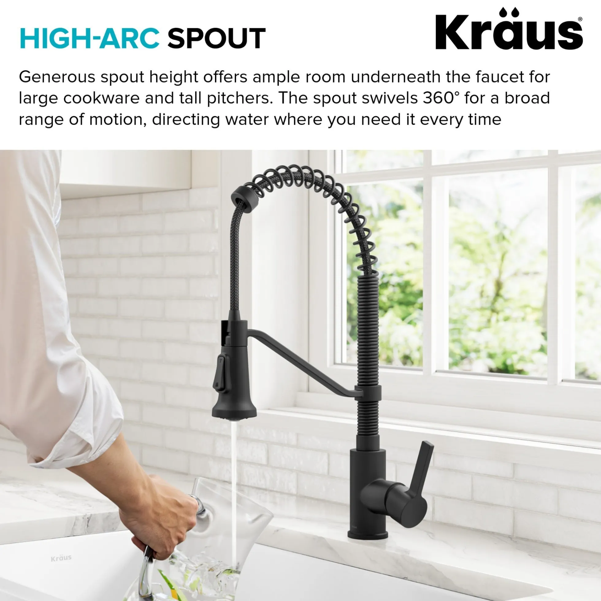 Commercial Style 2-Function Single Handle Pull Down Kitchen Faucet in Matte Black