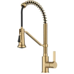 Commercial Style 2-Function Single Handle Pull Down Kitchen Faucet in Spot-Free Brushed Brass