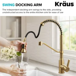 Commercial Style 2-Function Single Handle Pull Down Kitchen Faucet in Spot-Free Brushed Brass