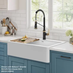 Commercial Style 2-Function Single Handle Pull Down Kitchen Faucet in Spot-Free Brushed Brass / Matte Black