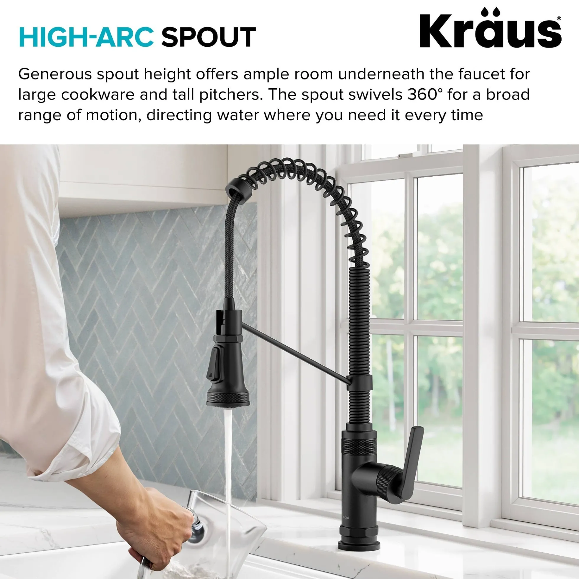 Commercial Style 2-Function Single Handle Pull Down Kitchen Faucet in Matte Black