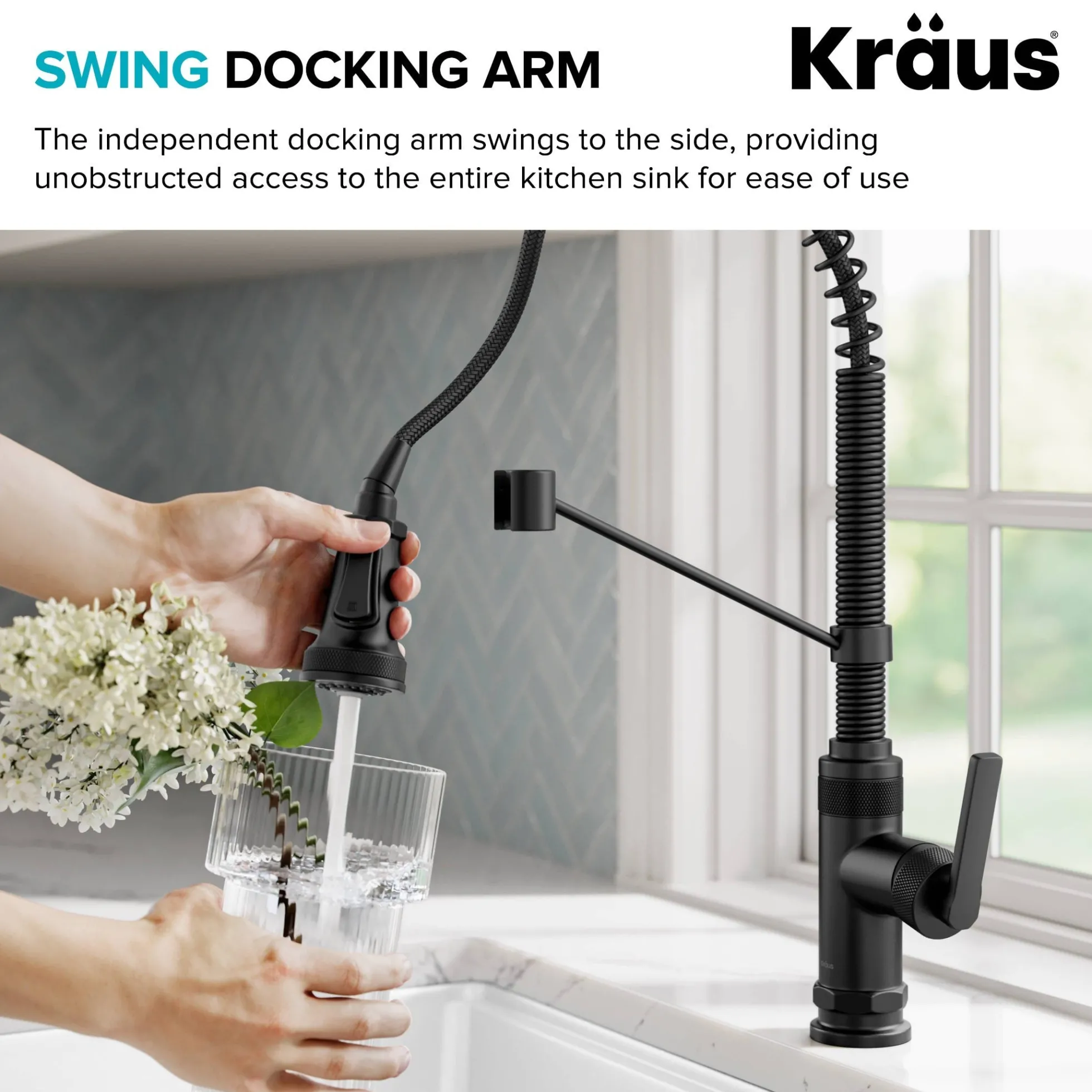 Commercial Style 2-Function Single Handle Pull Down Kitchen Faucet in Matte Black