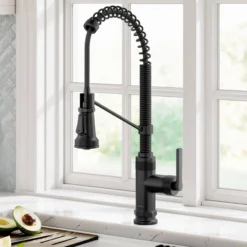Commercial Style 2-Function Single Handle Pull Down Kitchen Faucet in Matte Black
