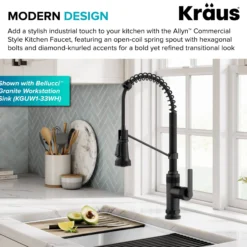 Commercial Style 2-Function Single Handle Pull Down Kitchen Faucet in Matte Black