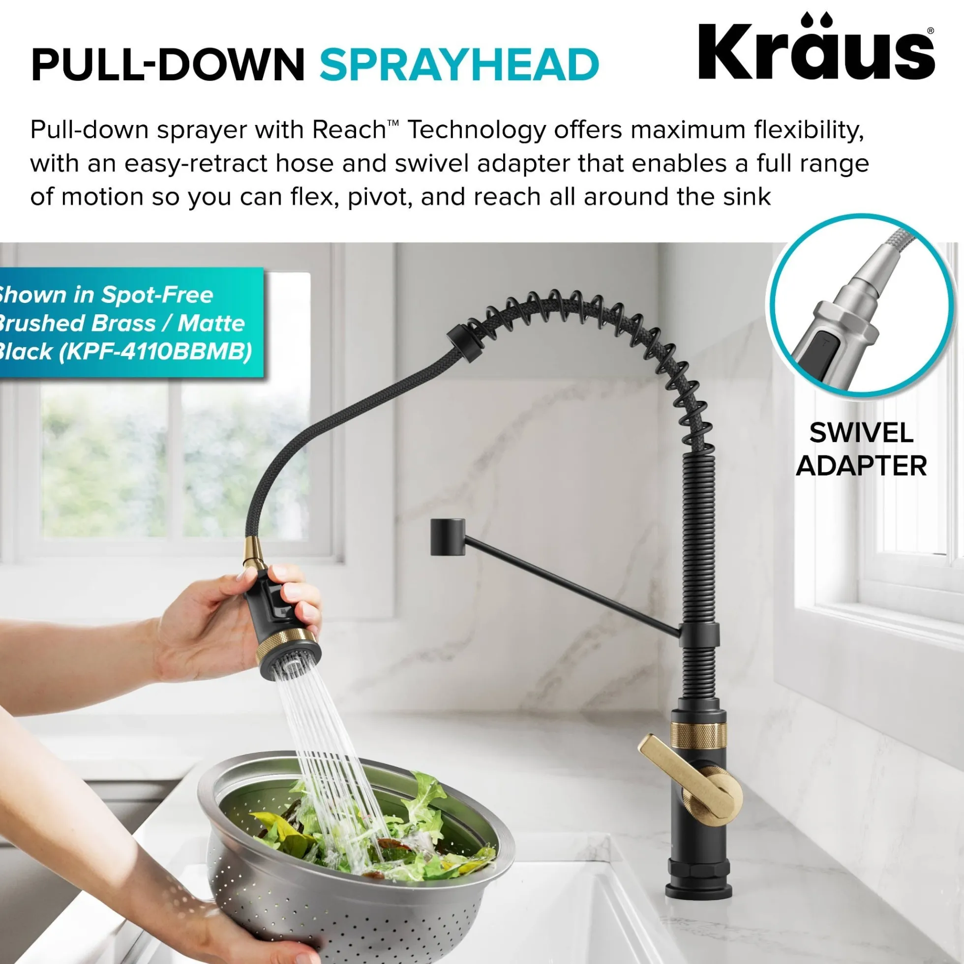 Commercial Style 2-Function Single Handle Pull Down Kitchen Faucet in Matte Black