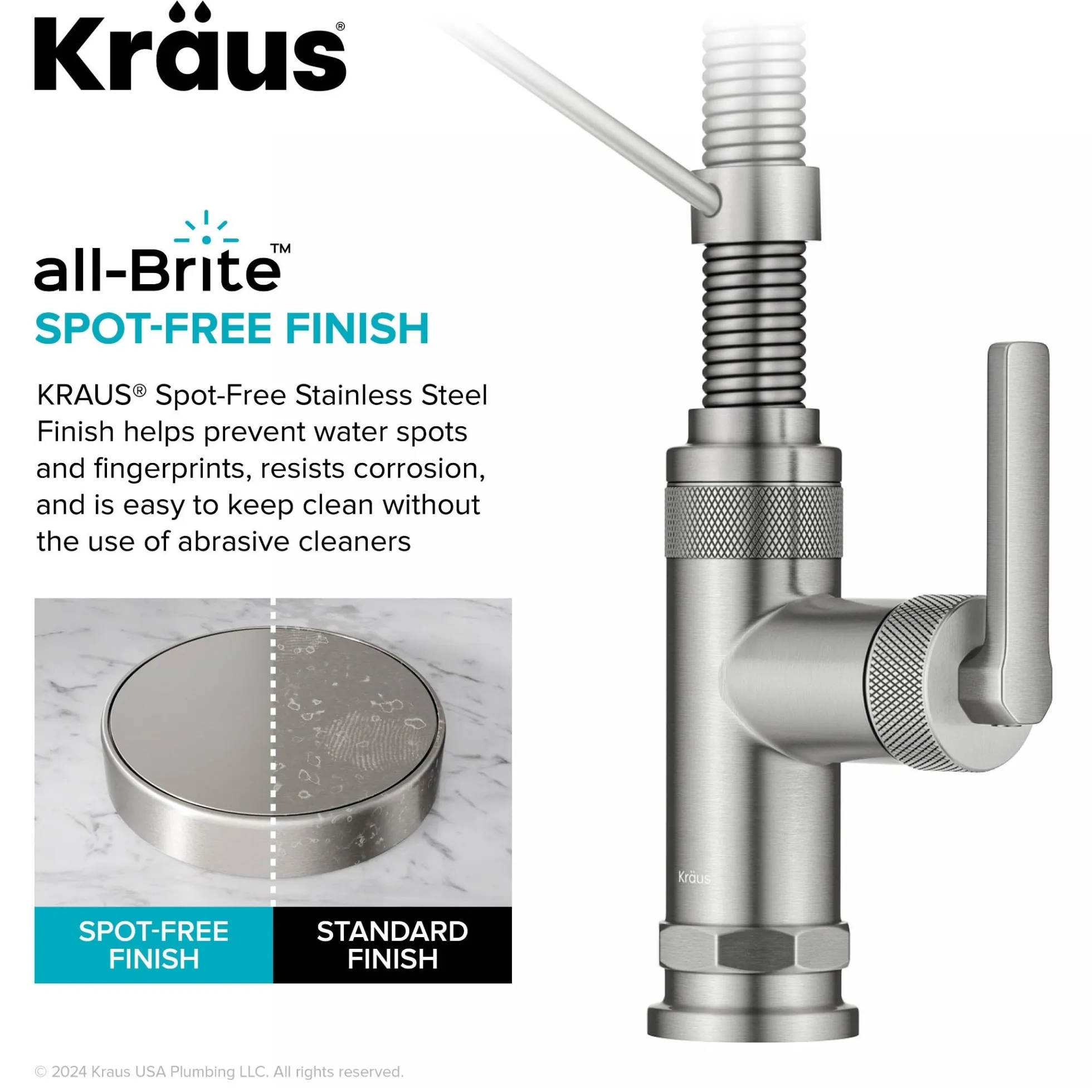 Commercial Style 2-Function Single Handle Pull Down Kitchen Faucet in Spot-Free Stainless Steel
