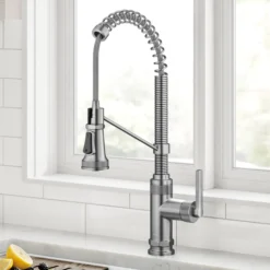 Commercial Style 2-Function Single Handle Pull Down Kitchen Faucet in Spot-Free Stainless Steel
