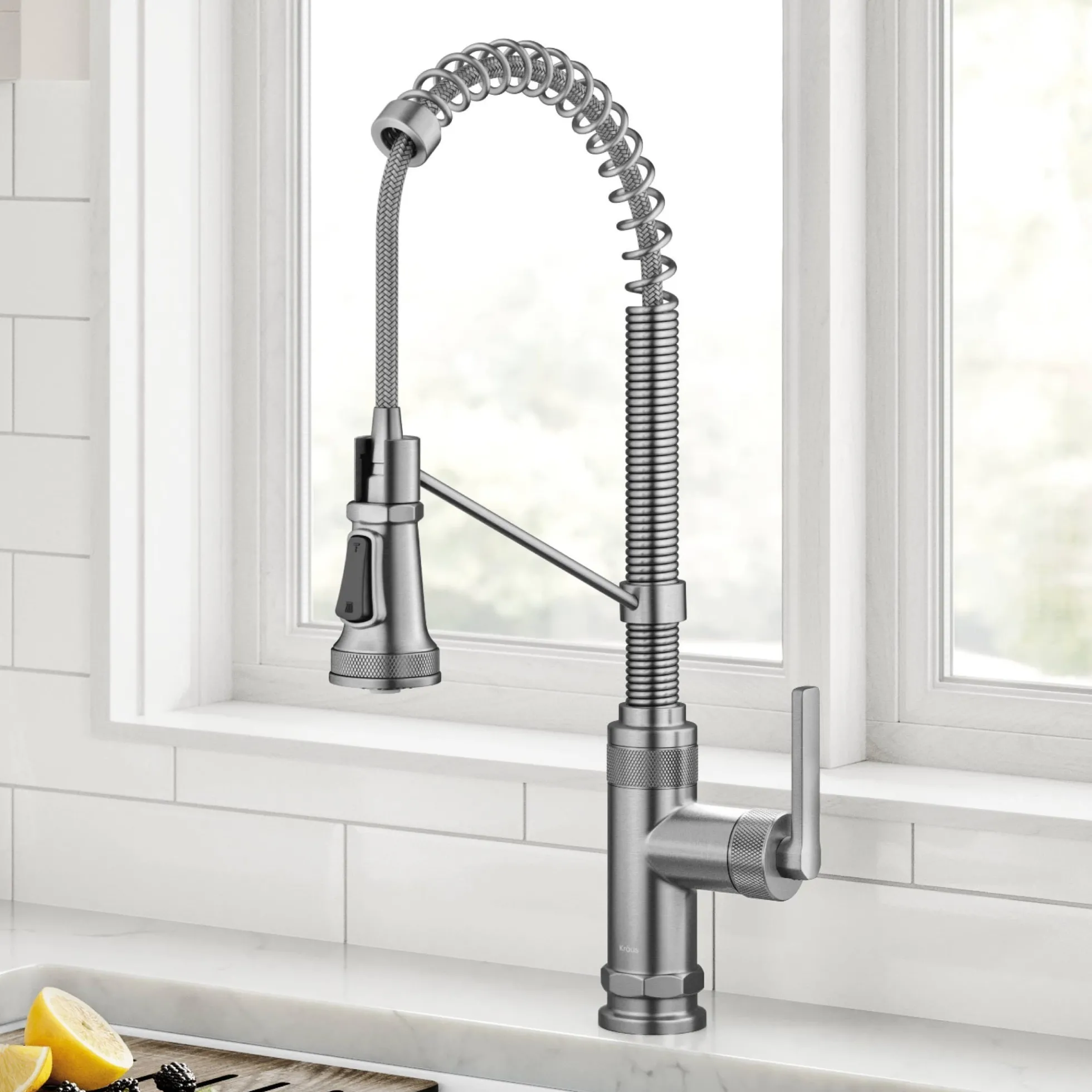 Commercial Style 2-Function Single Handle Pull Down Kitchen Faucet in Spot-Free Stainless Steel