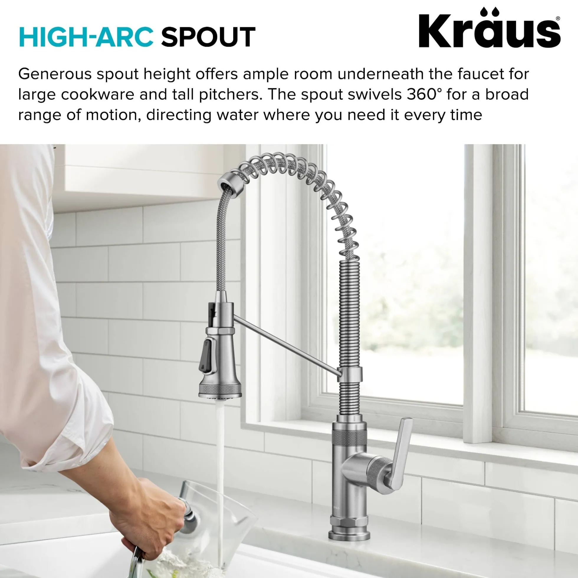 Commercial Style 2-Function Single Handle Pull Down Kitchen Faucet in Spot-Free Stainless Steel