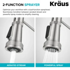 Commercial Style 2-Function Single Handle Pull Down Kitchen Faucet in Spot-Free Stainless Steel