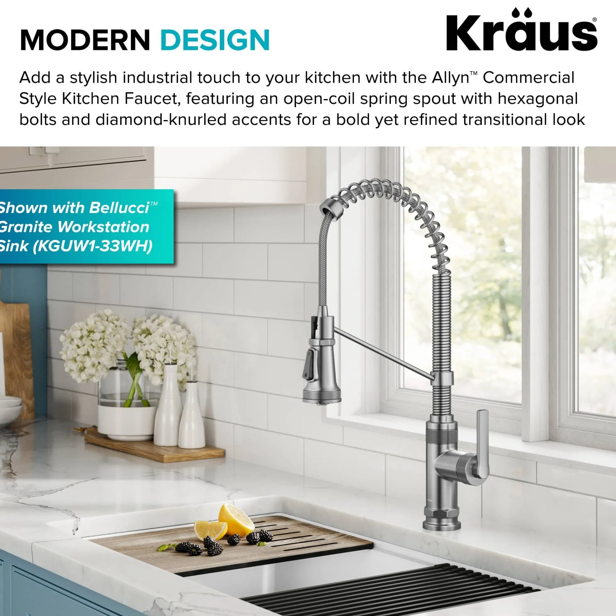 Commercial Style 2-Function Single Handle Pull Down Kitchen Faucet in Spot-Free Stainless Steel