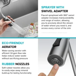 Commercial Style 2-Function Single Handle Pull Down Kitchen Faucet in Spot-Free Stainless Steel