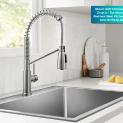 Commercial Style 2-Function Single Handle Pull Down Kitchen Faucet in Spot-Free Stainless Steel