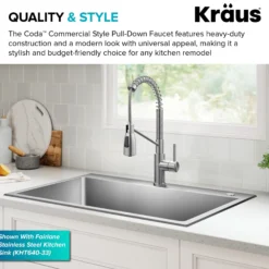 Commercial Style 2-Function Single Handle Pull Down Kitchen Faucet in Spot-Free Stainless Steel