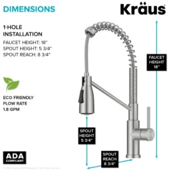 Commercial Style 2-Function Single Handle Pull Down Kitchen Faucet in Spot-Free Stainless Steel