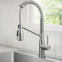 Commercial Style 2-Function Single Handle Pull Down Kitchen Faucet in Spot-Free Stainless Steel