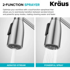 Commercial Style 2-Function Single Handle Pull Down Kitchen Faucet in Spot-Free Stainless Steel