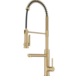 Commercial Style 2-Function Single Handle Pull Down Kitchen Faucet with Pot Filler in Spot-Free Brushed Brass